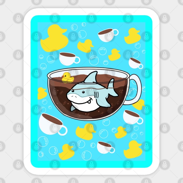 Sharks, Coffee, and Rubber Duckies! Sticker by Octopus Cafe